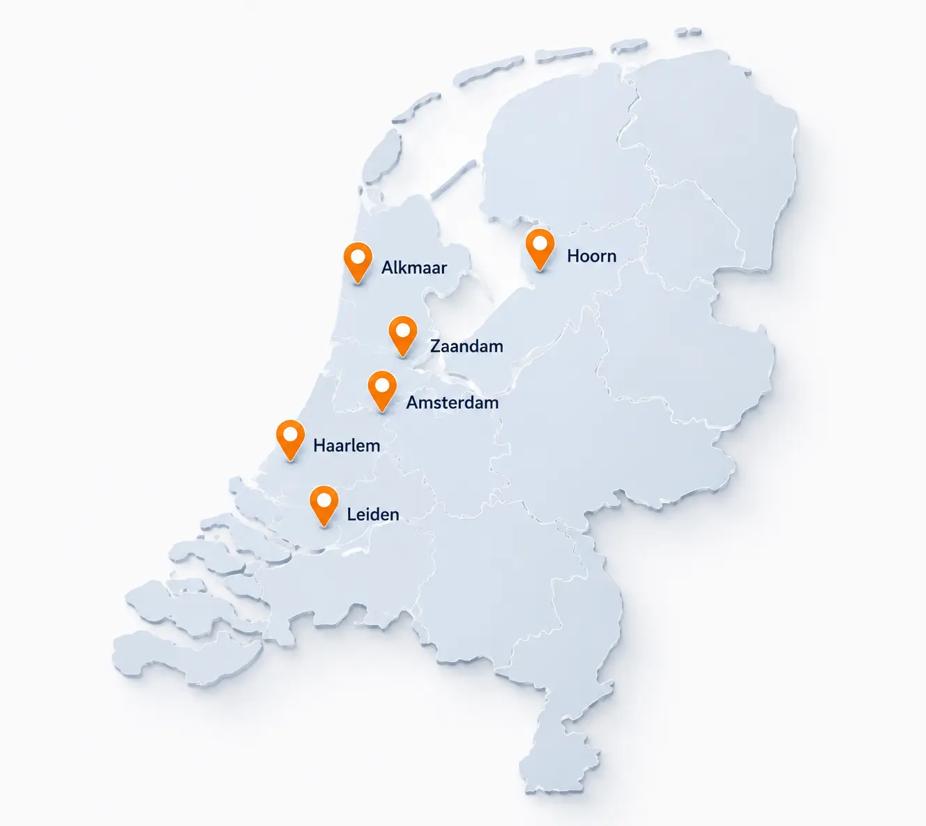 Rijleslocaties van RAZ Rijschool in Amsterdam, Zaandam, Hoorn, Alkmaar, Haarlem en Leiden